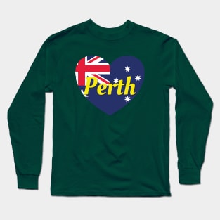 Perth Australia Australian Flag Heart Long Sleeve T-Shirt